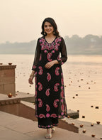 Dwija Fashion Embroidered Kurti With Pant-Black | Grocsy