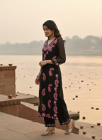 Dwija Fashion Embroidered Kurti With Pant-Black | Grocsy