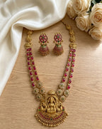 Jewel City Women's Traditional Lakshmi Temple Necklace Set With Earrings Gold-Plated Ethnic Jewelry Handcrafted For Weddings & Festivals | Grocsy