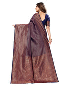 Vamika Weaving Banarasi Jacquard Navy Kanjivaram Saree | Grocsy