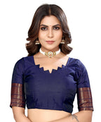 Vamika Weaving Banarasi Jacquard Navy Kanjivaram Saree | Grocsy