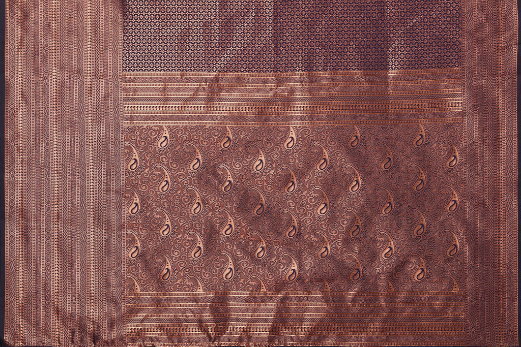 Vamika Weaving Banarasi Jacquard Navy Kanjivaram Saree | Grocsy
