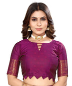 Vamika Weaving Banarasi Jacquard Purple Kanjivaram Saree | Grocsy