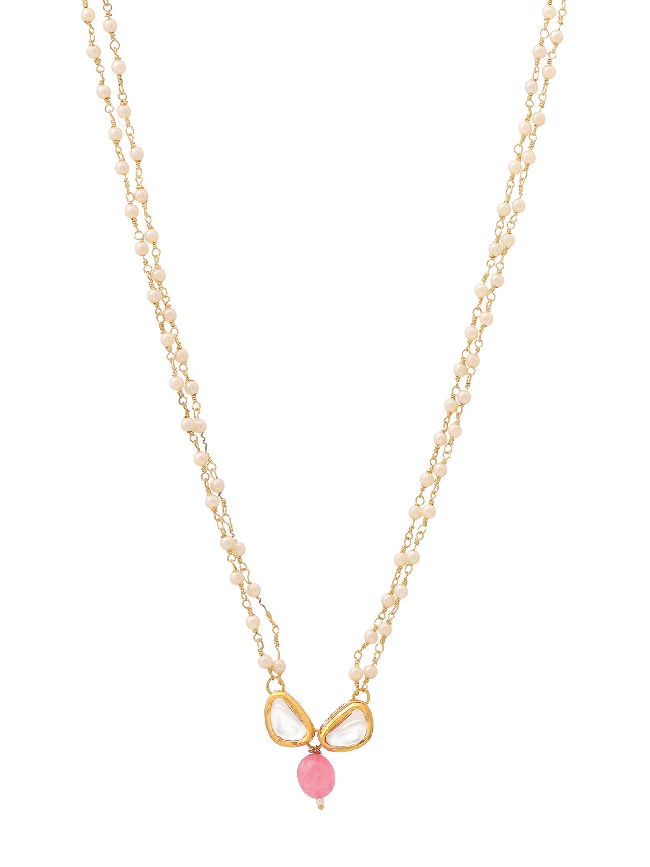 Ruby Raang Kundan and Pink Stone Necklace | Grocsy