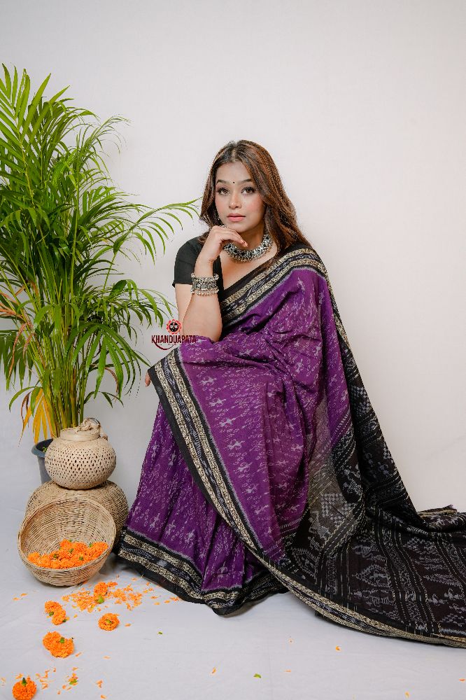 khanduapata Purple Special Doll Design Cotton Saree For Women | Grocsy