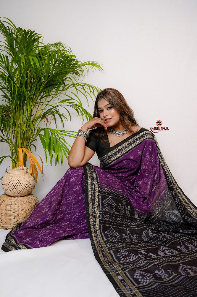 khanduapata Purple Special Doll Design Cotton Saree For Women | Grocsy