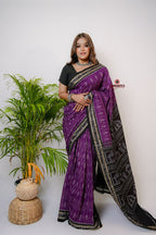 khanduapata Purple Special Doll Design Cotton Saree For Women | Grocsy