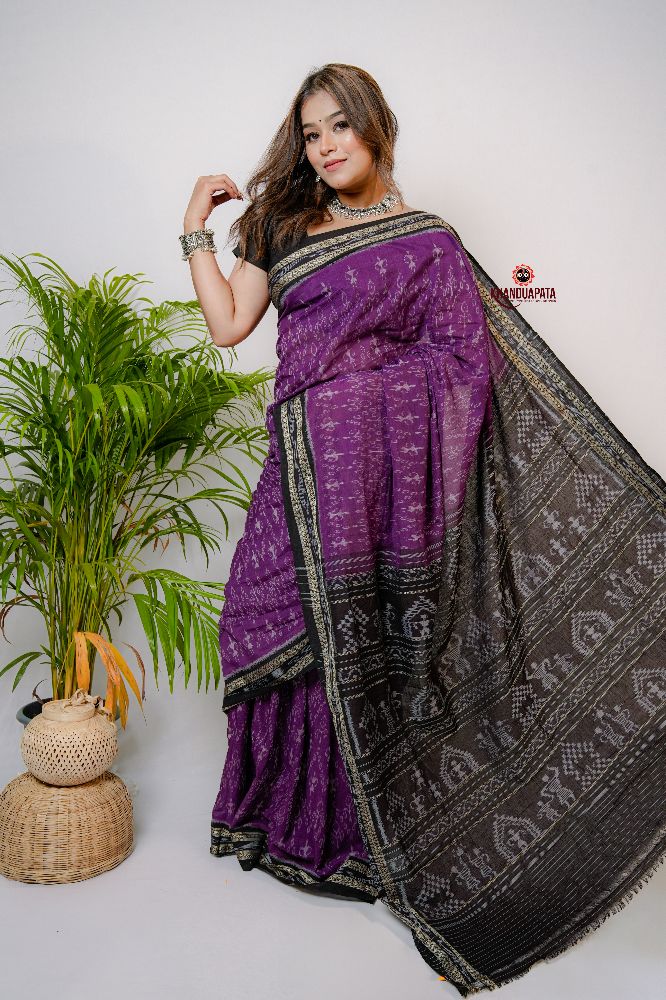 khanduapata Purple Special Doll Design Cotton Saree For Women | Grocsy