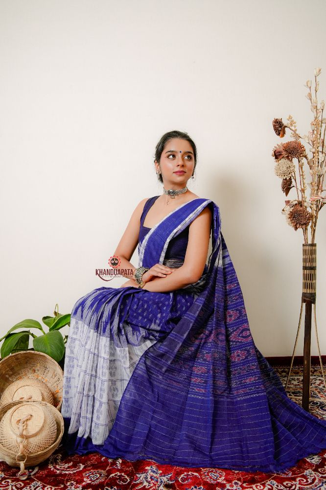 khanduapata Multicolor Kumbha Special Design Cotton Saree For Women | Grocsy
