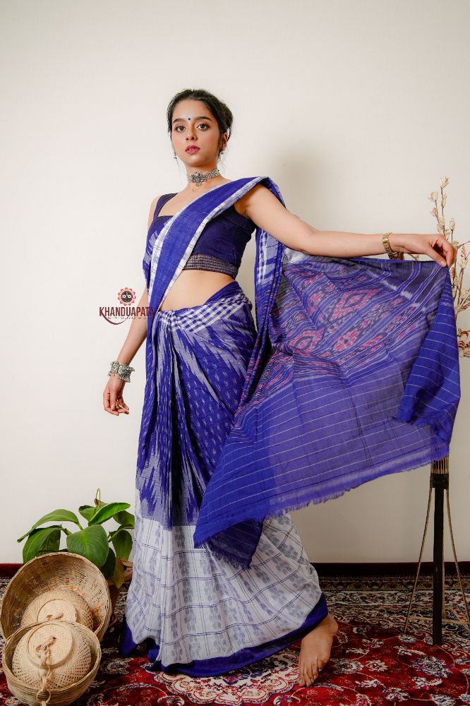khanduapata Multicolor Kumbha Special Design Cotton Saree For Women | Grocsy