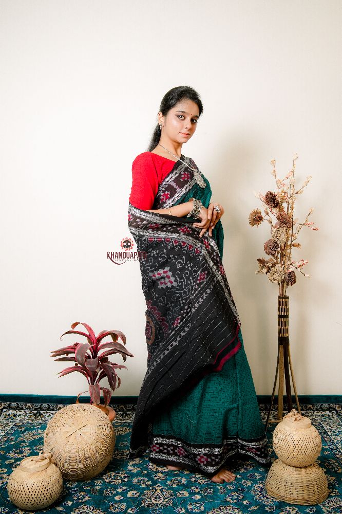 khanduapata Multicolour Pasaspali Check Design Cotton Saree For Women | Grocsy