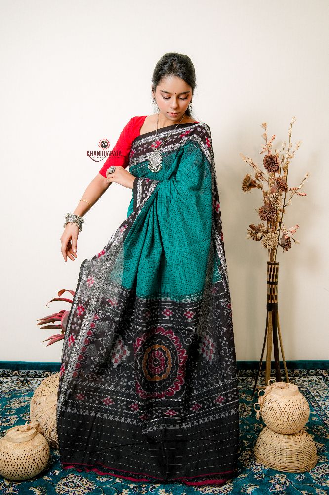 khanduapata Multicolour Pasaspali Check Design Cotton Saree For Women | Grocsy