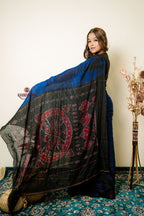 khanduapata Indigo Blue Plain Cotton Saree For Women | Grocsy