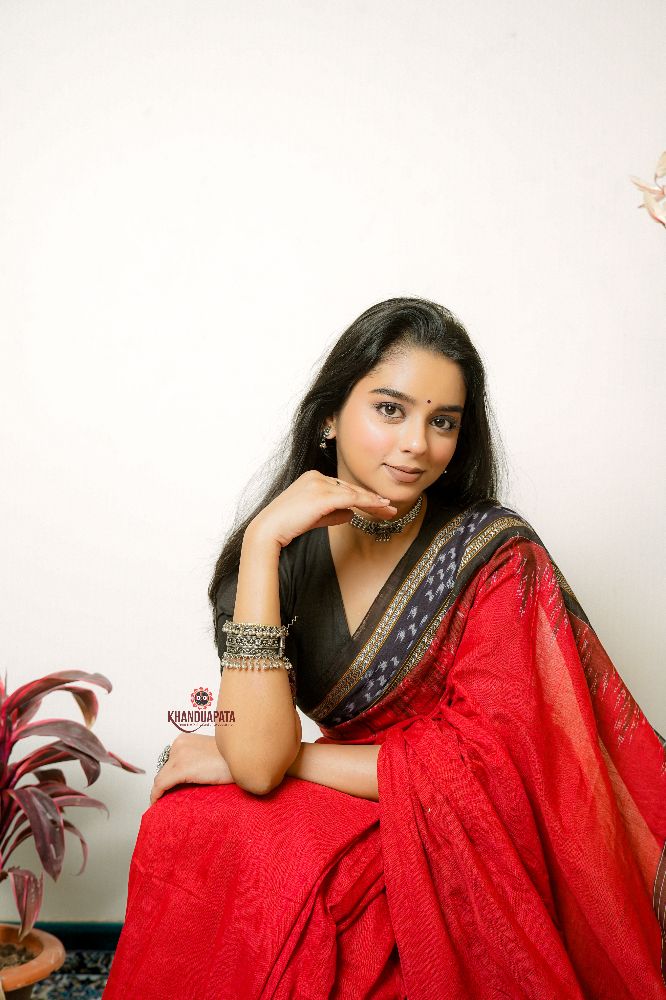 khanduapata Maroon Plain Pasapali Border Cotton Saree For Women | Grocsy