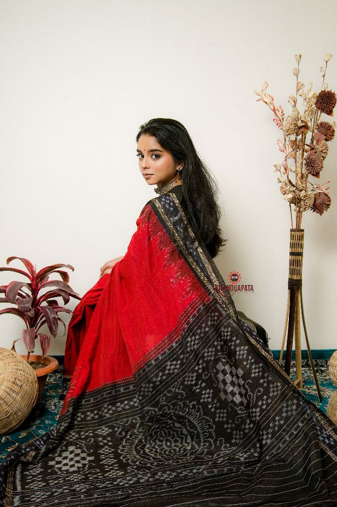 khanduapata Maroon Plain Pasapali Border Cotton Saree For Women | Grocsy