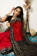 khanduapata Maroon Plain Pasapali Border Cotton Saree For Women | Grocsy