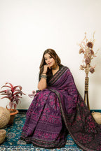 khanduapata Black & Purple Special Design Cotton Saree For Women | Grocsy
