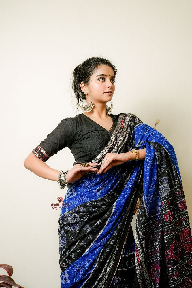 khanduapata Black & Copper Sulphate Special Design Cotton Saree For Women | Grocsy