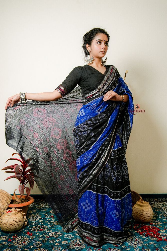 khanduapata Black & Copper Sulphate Special Design Cotton Saree For Women | Grocsy