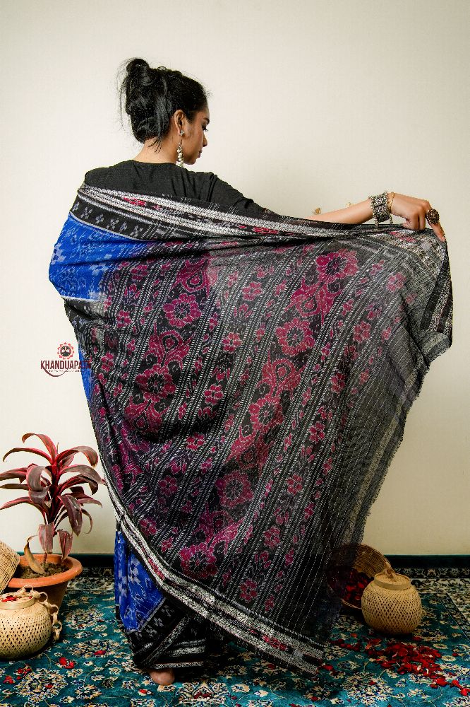 khanduapata Black & Copper Sulphate Special Design Cotton Saree For Women | Grocsy