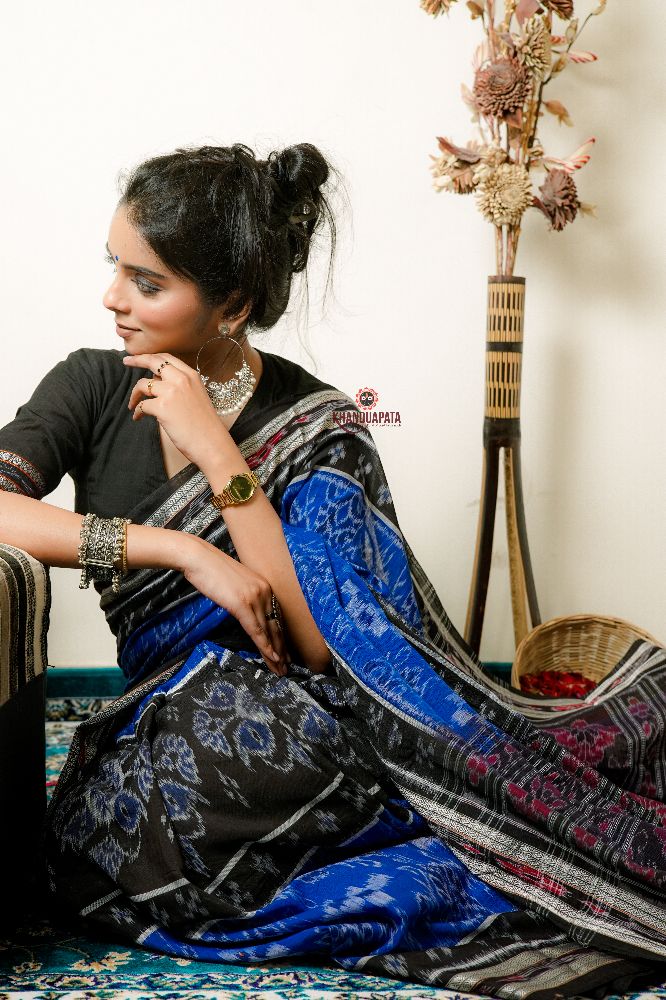 khanduapata Black & Copper Sulphate Special Design Cotton Saree For Women | Grocsy