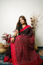 khanduapata Black Special Star Design Cotton Saree For Women | Grocsy
