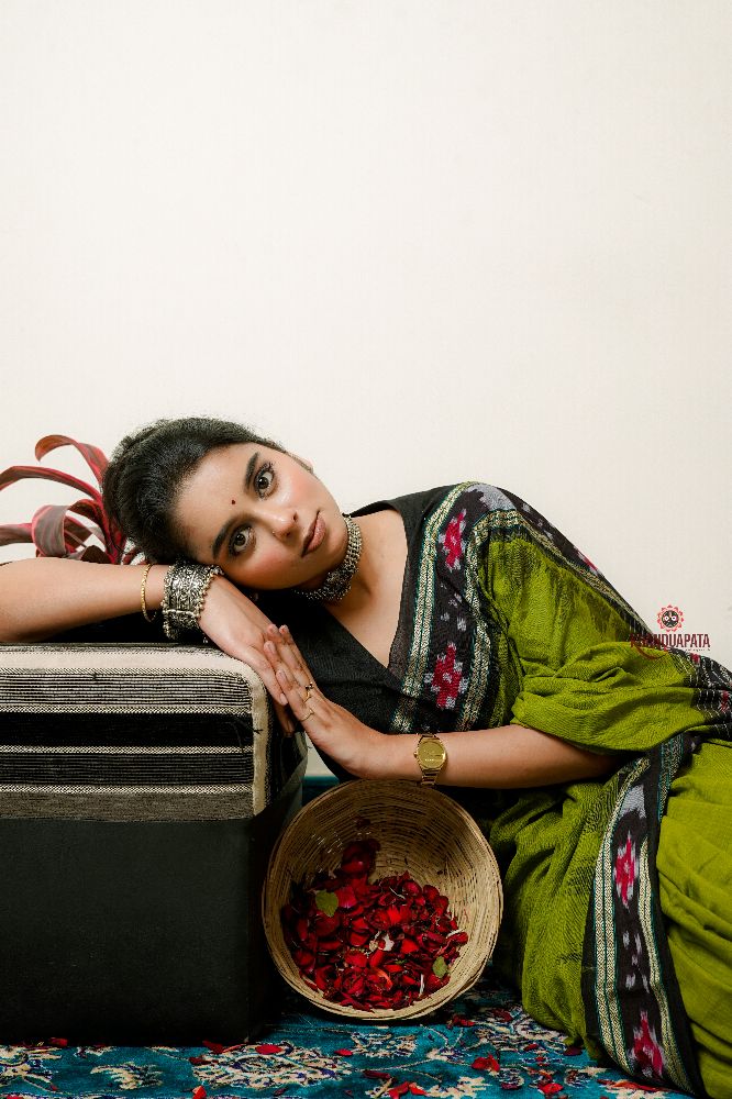 khanduapata Meadow Green Pasapali Cotton Saree For Women | Grocsy