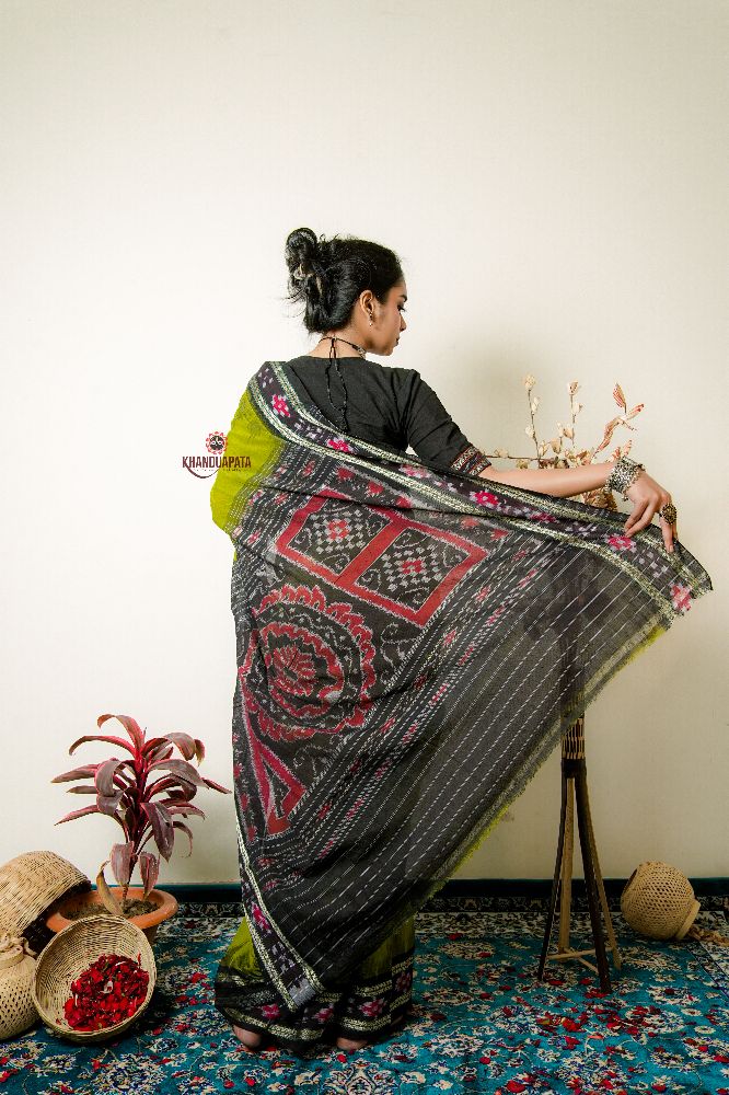 khanduapata Meadow Green Pasapali Cotton Saree For Women | Grocsy