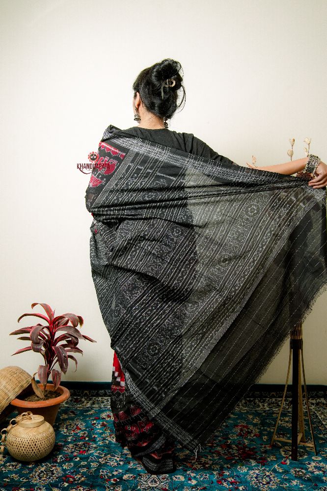 khanduapata Multicolor Elephant Design Cotton Saree For Women | Grocsy