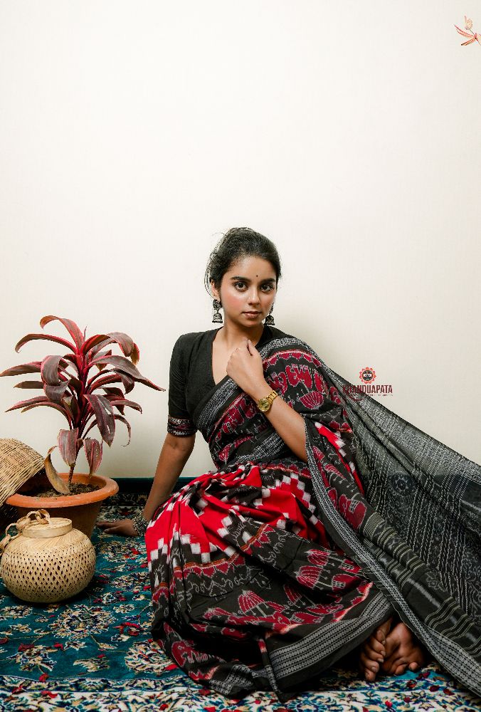 khanduapata Multicolor Elephant Design Cotton Saree For Women | Grocsy