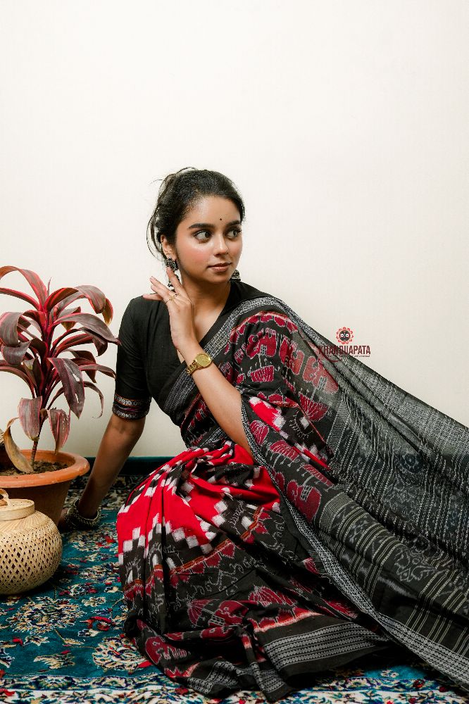 khanduapata Multicolor Elephant Design Cotton Saree For Women | Grocsy