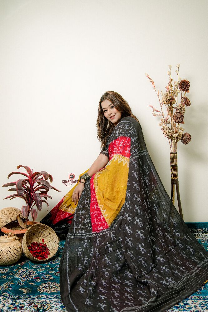 khanduapata Multicolor Tribal Doll Design Cotton Saree For Women | Grocsy