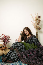 khanduapata Black And Grey Box Design Cotton Saree For Women | Grocsy