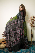 khanduapata Black And Grey Box Design Cotton Saree For Women | Grocsy