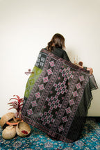 khanduapata Black And Grey Box Design Cotton Saree For Women | Grocsy