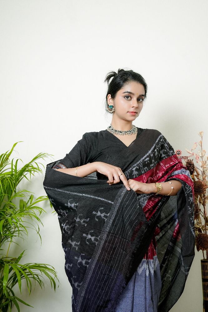 khanduapata Grey Doll Design Cotton Saree For Women | Grocsy