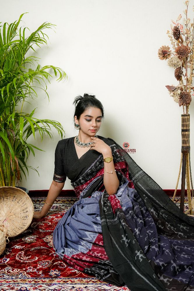 khanduapata Grey Doll Design Cotton Saree For Women | Grocsy