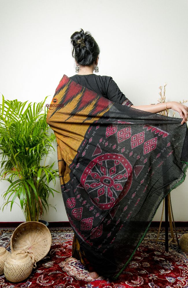 khanduapata Mustard Colour Plain Cotton Saree For Women | Grocsy