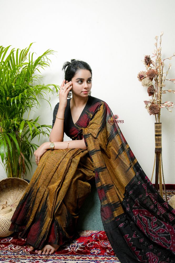 khanduapata Mustard Colour Plain Cotton Saree For Women | Grocsy
