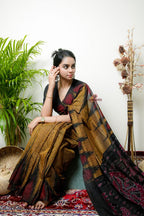 khanduapata Mustard Colour Plain Cotton Saree For Women | Grocsy