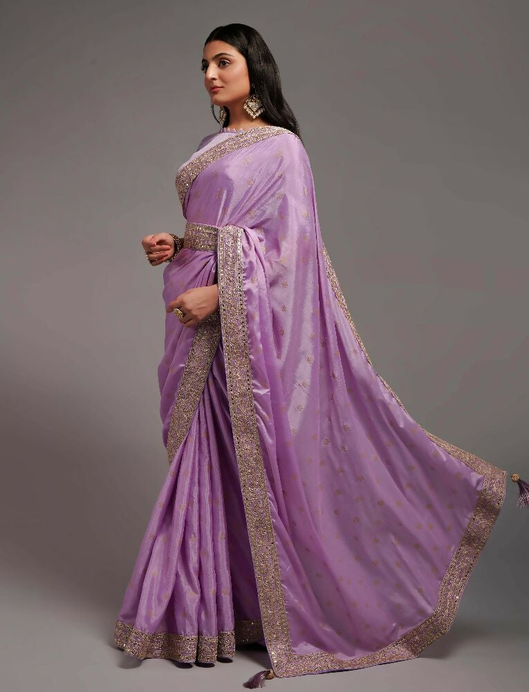 PR Fashion Onion Chinon Embroidery Lace Saree | Grocsy