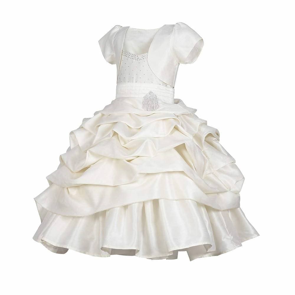 Asmaani Baby Girl's Off-white Colour Satin A-Line Maxi Full Length Dress (AS-DRESS-22116) | Grocsy