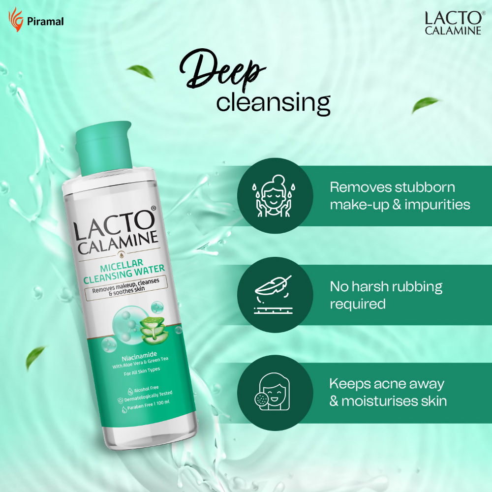 Lacto Calamine Micellar Cleansing Water,Removes Makeup & Clears Skin | Grocsy