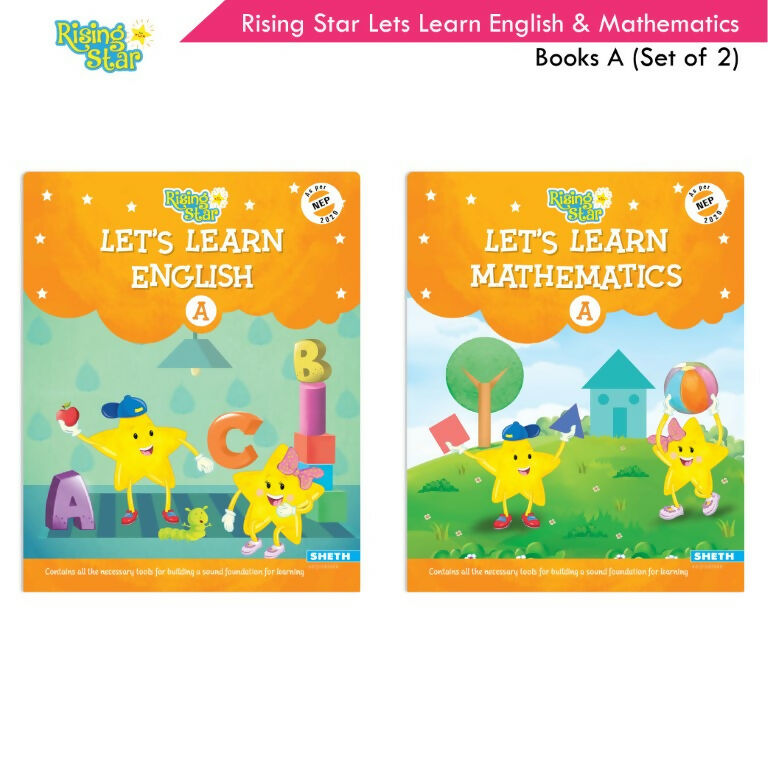 Rising Star Lets Learn English & Maths Activity Books Set A|Set of 2| Ages 3-7 Year| Number, Alphabets, Pattern Writing | Grocsy