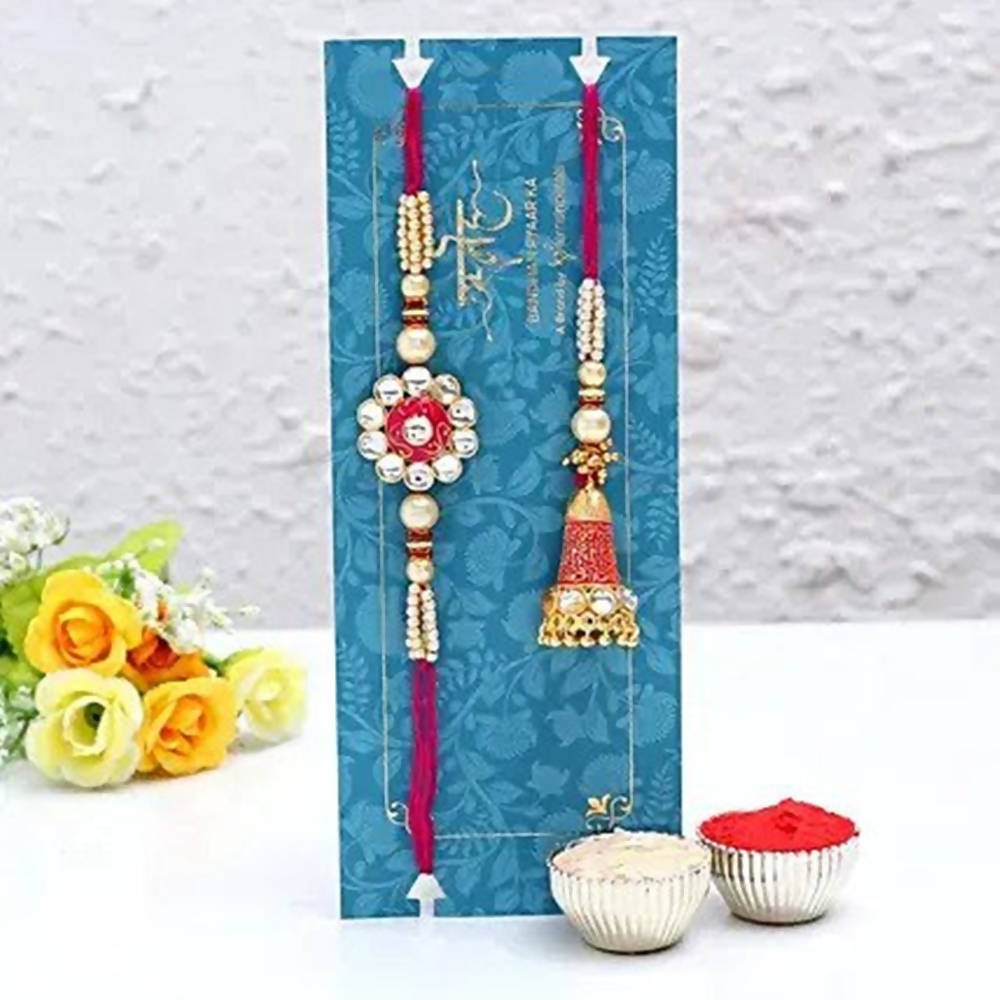 Ethnic Lumba Rakhi Set And Kitkat Chocolates | Grocsy