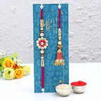 Ethnic Lumba Rakhi Set And Kitkat Chocolates | Grocsy