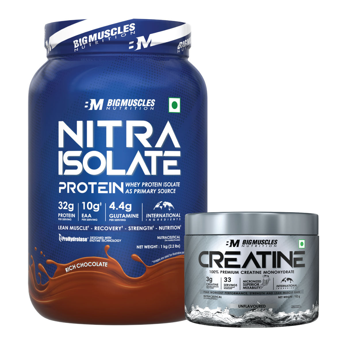 Big Muscles Nutrition Nitra Isolate & Creatine Combo | Grocsy