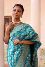 Joban Fashion Aqua Soft Pure Handloom Banarasi Silk Saree | Grocsy