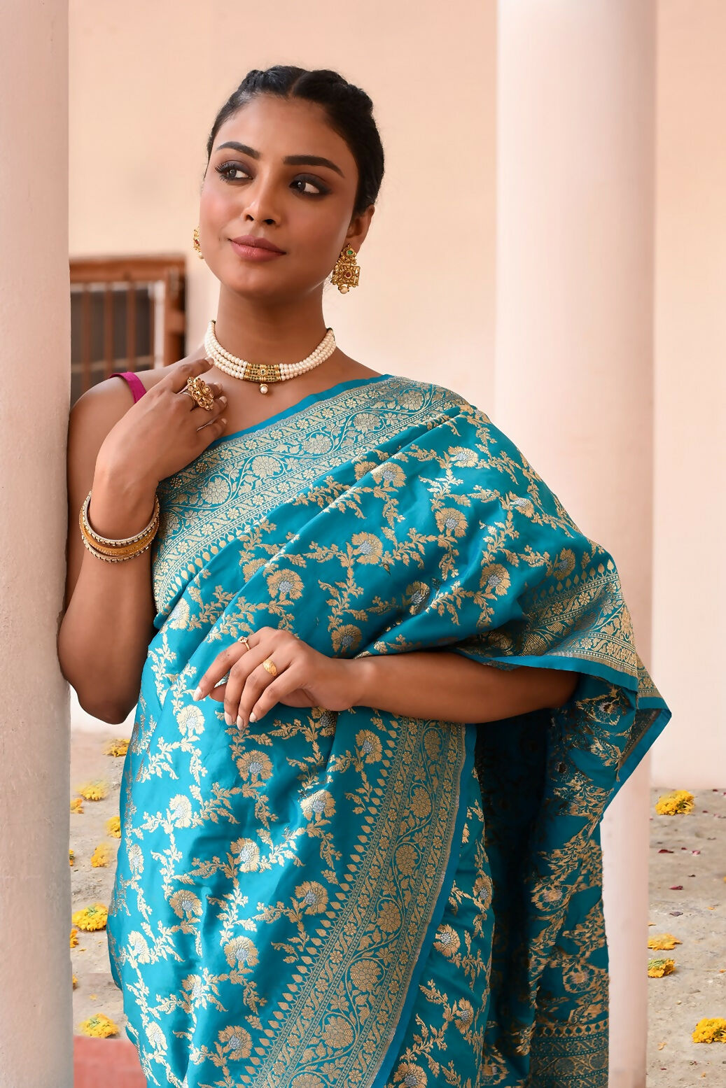 Joban Fashion Aqua Soft Pure Handloom Banarasi Silk Saree | Grocsy
