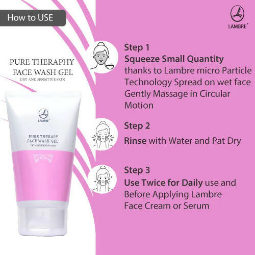 Lambre Pure Therapy Face Wash Gel for Dry & Sensitive Skin | Grocsy